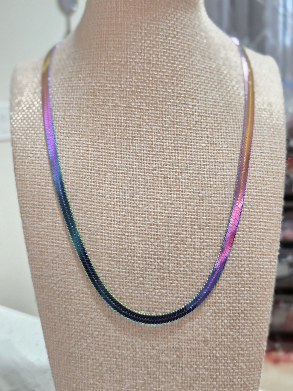 Iridescent Multi-Color Herringbone Necklace - Women Jewelry